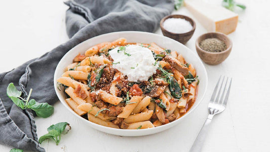 Sausage & Mushroom Pasta with Spinach & Burrata Recipe - Rao's Specialty Foods