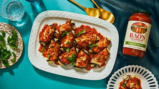 Bon Appétit’s Eggplant Rollatini with Almond Ricotta & Fresh Basil with Rao’s Homemade® Tomato Basil Recipe - Rao's Specialty Foods